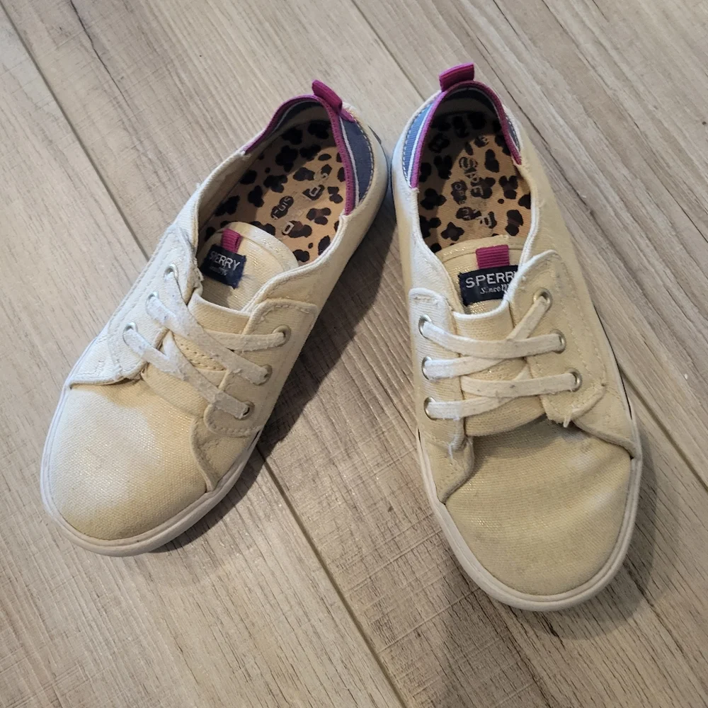 SPERRY TODDLER HY PORT JR SNEAKER IN CHAMPAGNE SIZE 12